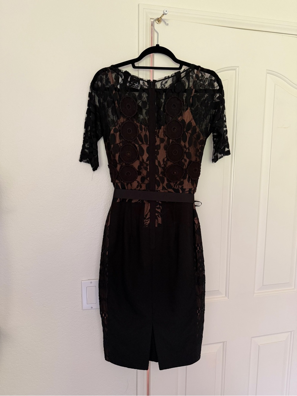 Byron Lars Black Lace Midi Dress with Waist Tie - Picture 3 of 5